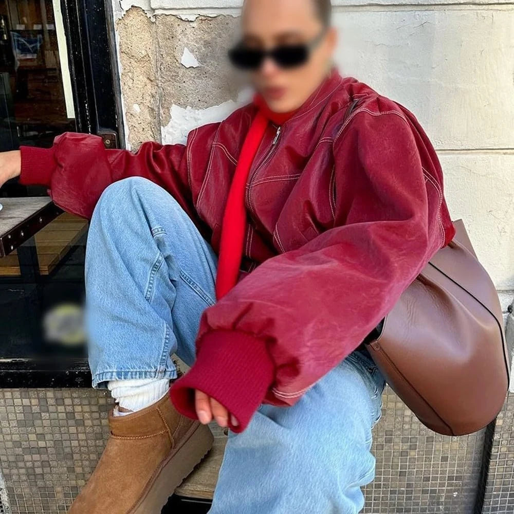 Retro Kunstlederjacke