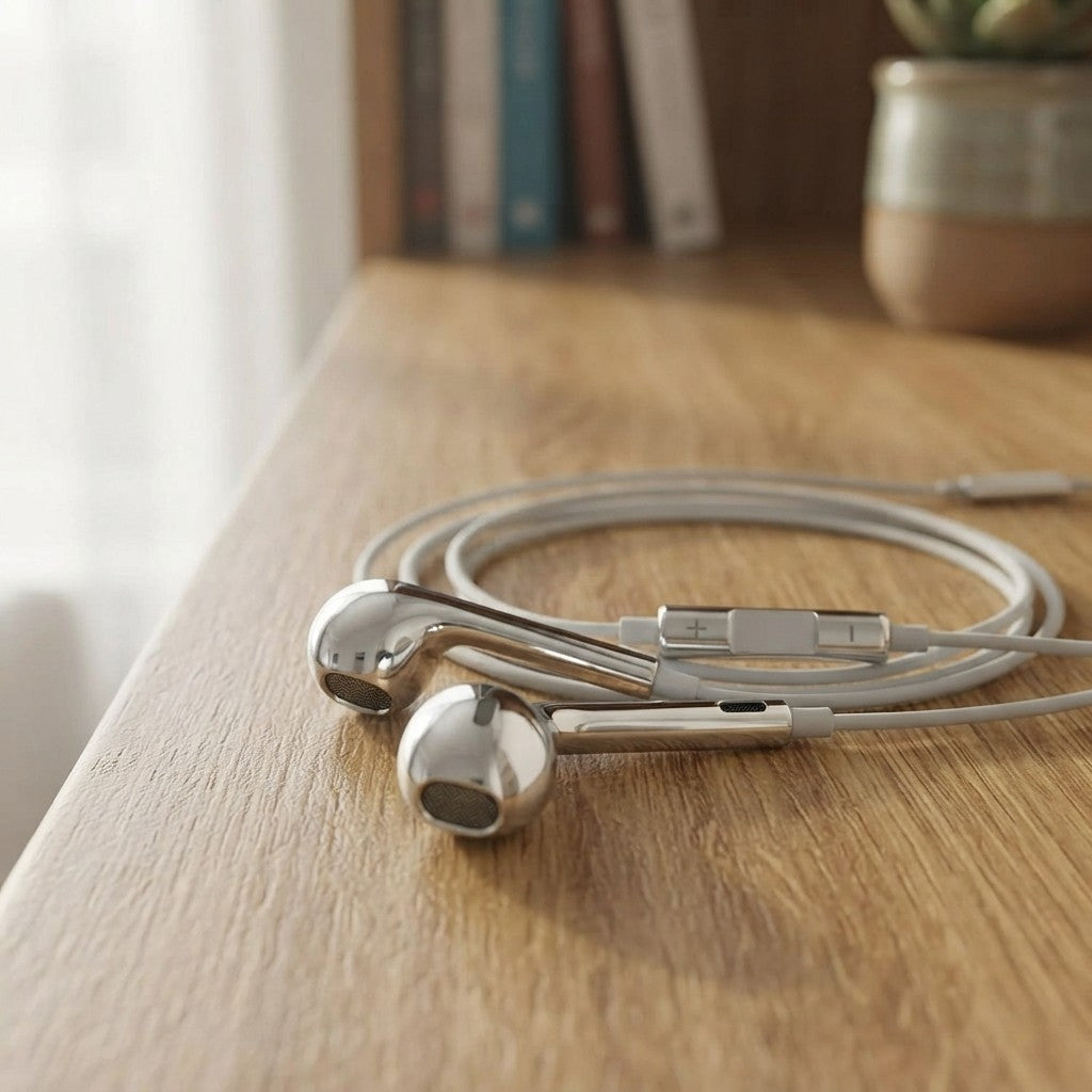 Silver Chrome Wired Earphones