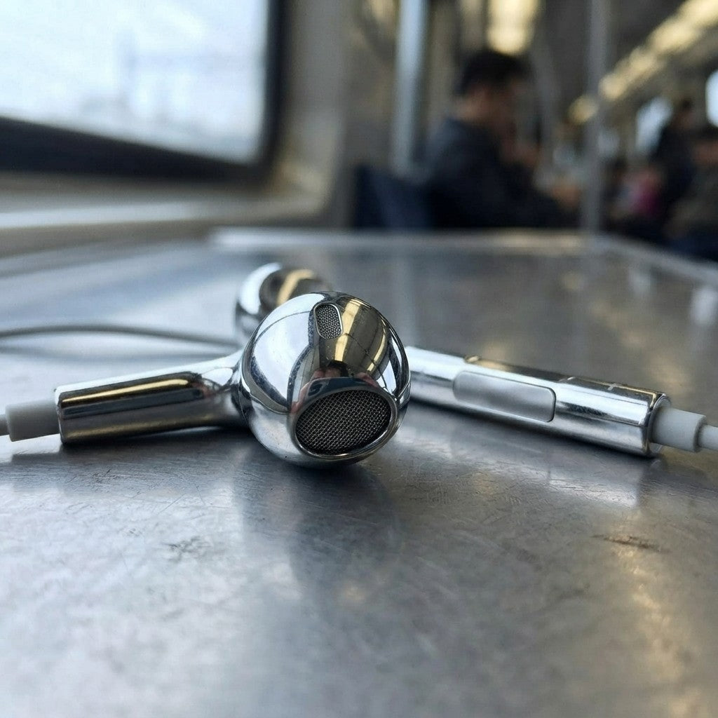 Silver Chrome Wired Earphones
